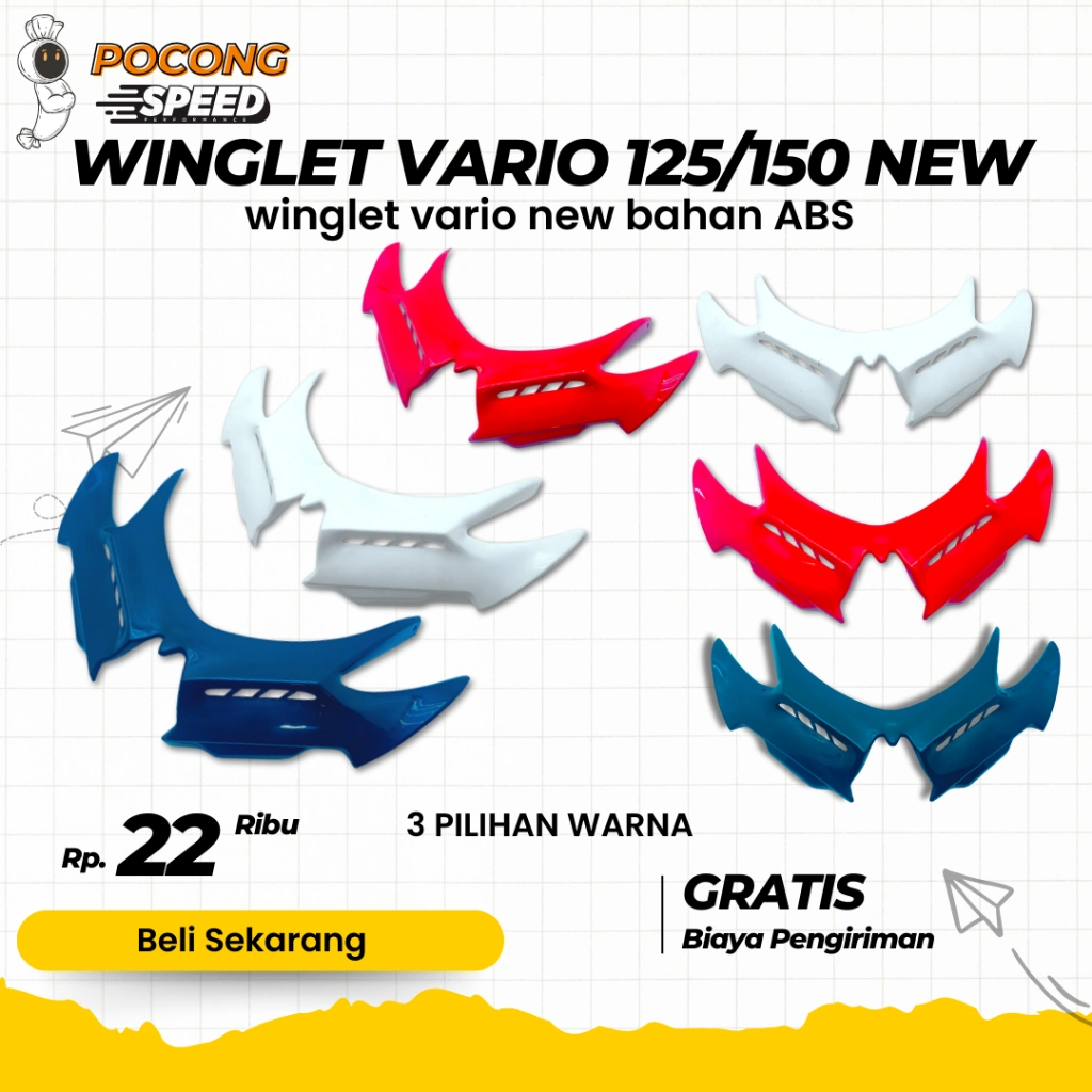 WINGLET VARIO WINGLE DEPAN VARIO 125/150 WINGLET VARIO PLASTIK WINGLET VARIO 125 WINGLET VARIO 150 WINGLET VARIO LED OLD WINGLET VARIO LED NEW SPION PCX HUGGER AIRBLADE TAMENG AIRBLADE JALU STANG PCX SPION VARIO WINGLET VARIO KUMIS VARIO