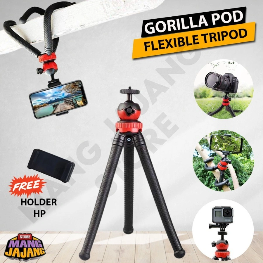Mini Tripod Octopus  Mini Flexible Gorilla Pod HP Kamera DSLR + Holder HP