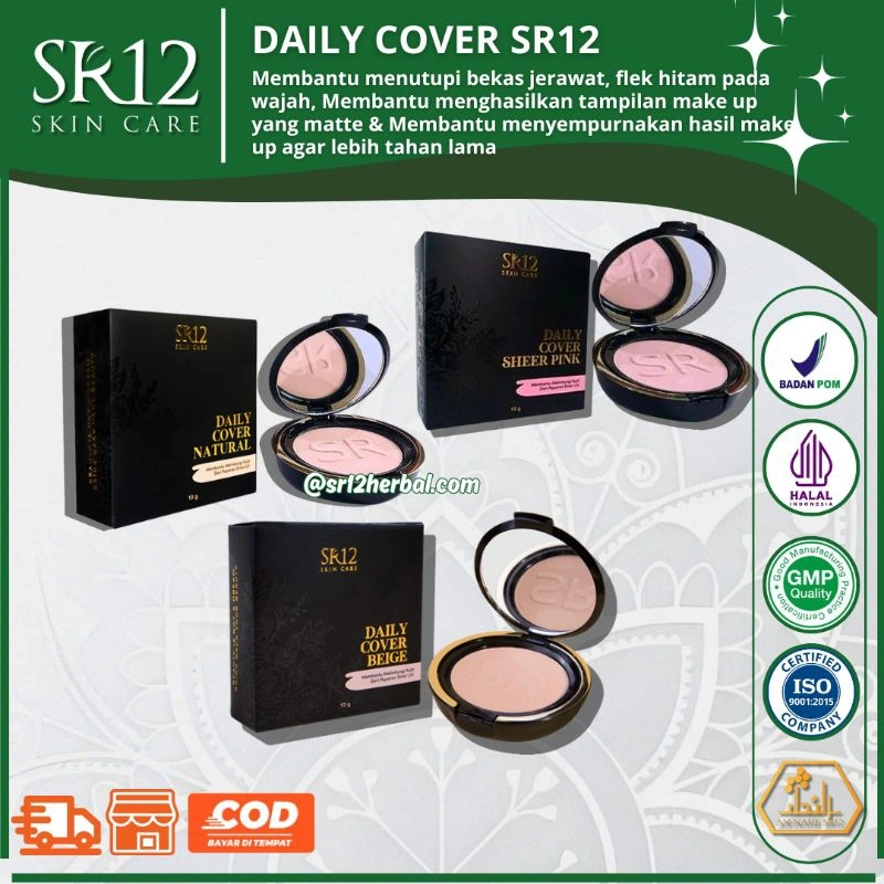 Daily Cover SR12 / Daily Cover Natural Sheer Pink Beige / Bedak padat / bedak anti luntur