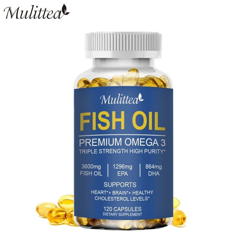 Mulittea Fish Oil 3600 mg Soft-Gels omega 3 supplement with EPA & DHA for Brain Heart Joints Skin and Immune Support 120pcs