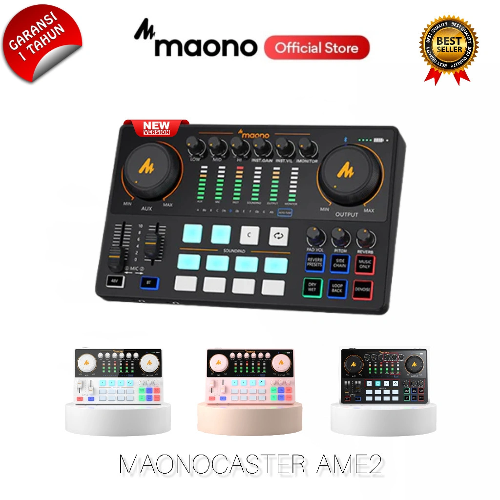MAONO AME2 Soundcard Studio Audio Interface for PC Smartphone Live Streaming Karaoke Podcast Console