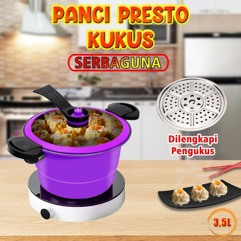 3.5L Panci Presto Kukus  Pressure Cooker Pot Steamer