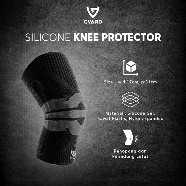 GVARD Silicone Knee Protector Pelindung Lutut Silicone Perlengkapan Fitness Deker Lutut Gym Lari Olahraga