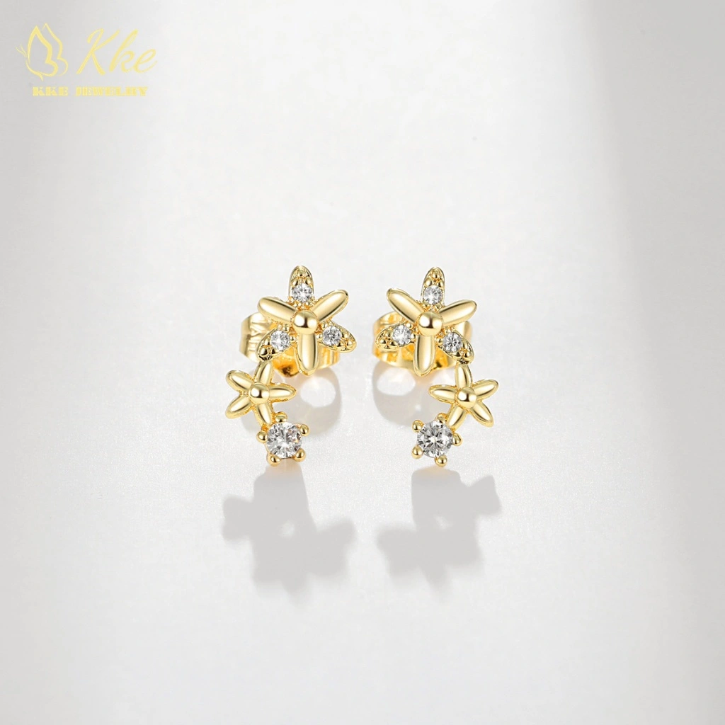 Kke Jewelry Anting Bintang Berujung Enam Berlian Imitasi Stud Earrings Wanita Anting Anti luntur GD003
