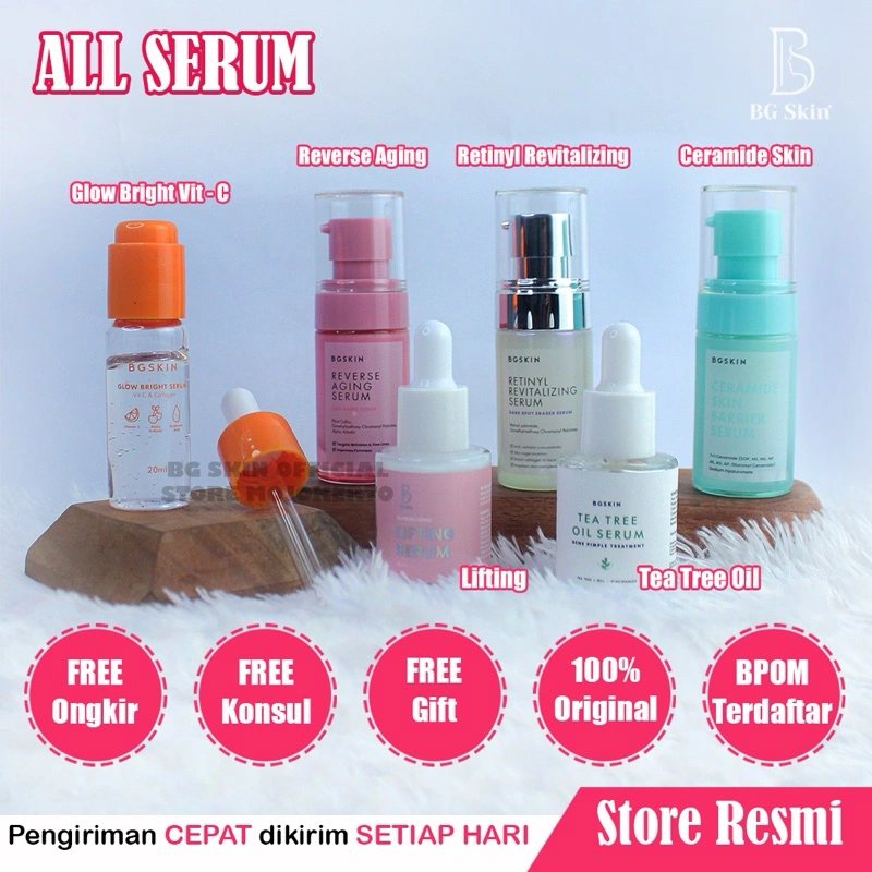 BG SKIN SERUM GREE GIFT|| Serum lifeting ||serum retinyl ||tea tree ||Ceramide skin Barrier serum || Anti Aging || Glow Brightening Vit C