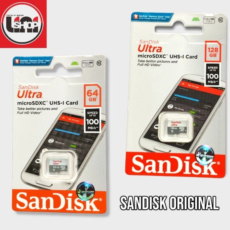 Sandisk memory Microsd MicroSDXC UHS-I CARD MICRO SD 32GB 64GB 128GB - ORIGINAL DATASCRIP