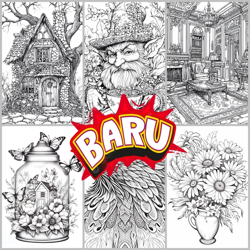 MJ19 Buku Mewarnai Dewasa (30 Pages Adult Coloring Book) Penghilang Stress