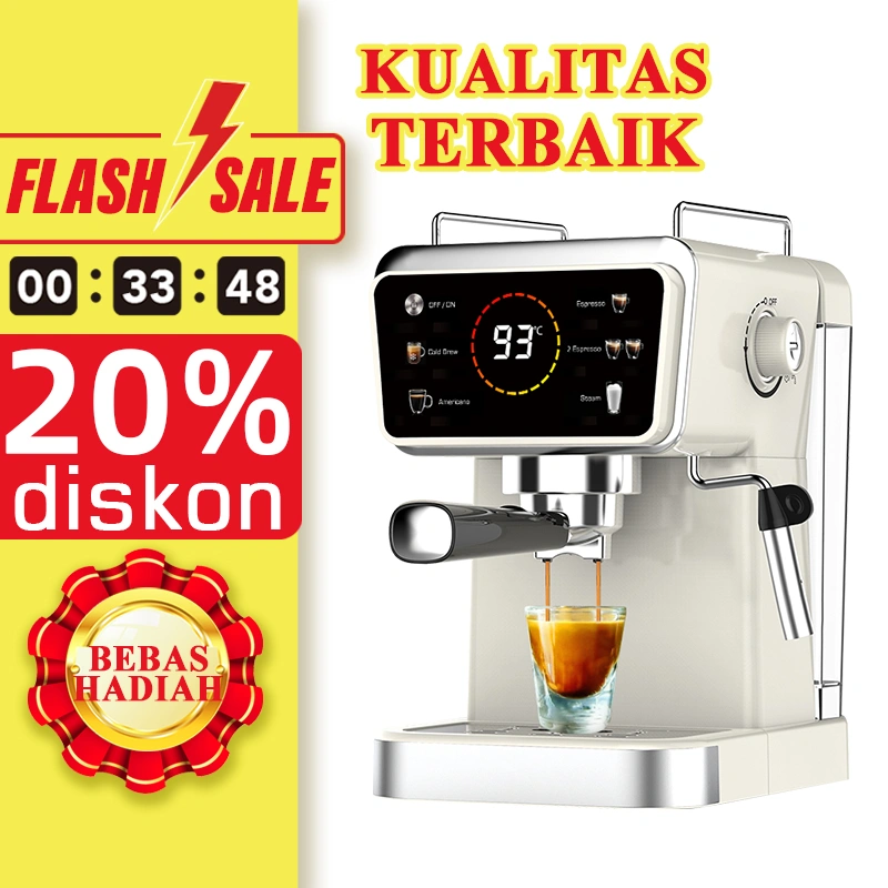 LAHOME 5 in 1 Mesin Kopi Espreso Otomatis 900W Seduh Dingin Panel Sentuh LCD Dengan Pembuih Susu Otomatis Mati 20 Bar Cerdas Digital Espresso Coffee Machine Hot & Cold Brew Americano Cappuccino, Latte, Macchiato, Mocha dan Teh