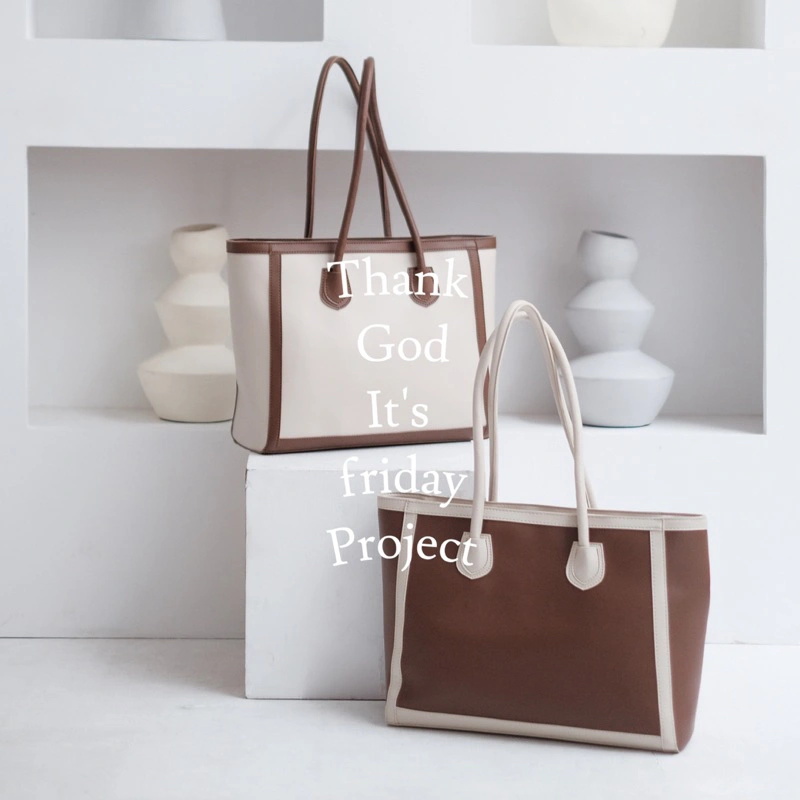 Fio Totebag - Tas Bahu Simple Minimalis Two Tone Colors Kuliah Kerja Hangout