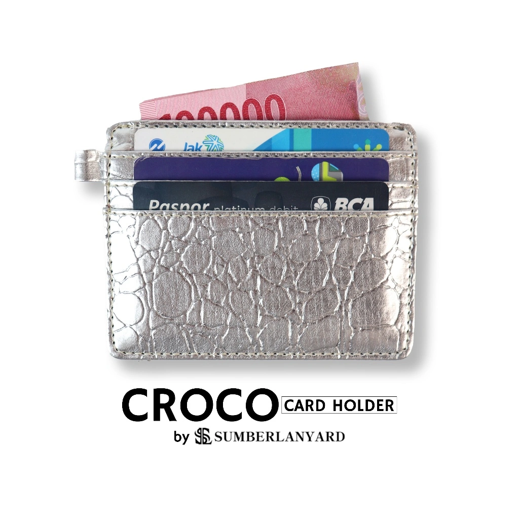 SL.ID Croco Card Holder - Card Holder Kulit 7 Slot Silver