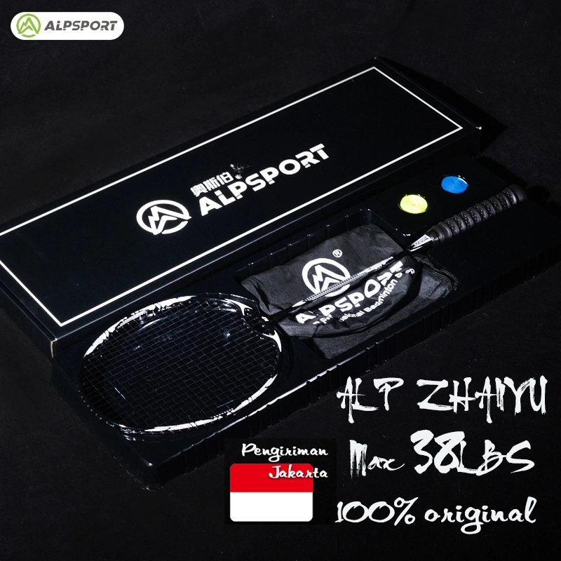 ALPSPORT ZHANYU 4U 38LBS G5 Hitam Raket Badminton Single 100% Full Carbon Fiber Raket BuluTangkis Ori with String Ultralight Profesional Racquet Untuk Latihan Cocok Pelajar Peralatan Olahraga Luar Ruangan Tunggal ALP Reket Original