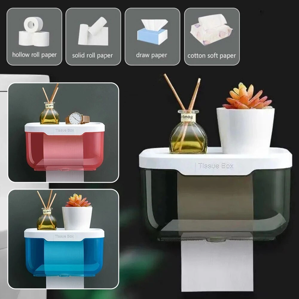 Tempat Tissue Toilet Kotak Tisu Roll Waterproof WC Tempel Tissue Box Kamar Mandi