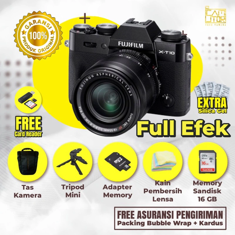Mirrorless Fujifilm Xt10 Lensa Kit 16-500mm Mulus Siap Pakai