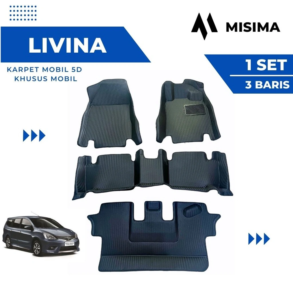Karpet Mobil LIVINA 2007-2017 5D MISIMA – Premium Anti Air & Anti Slip | Interior Elegan & Aman
