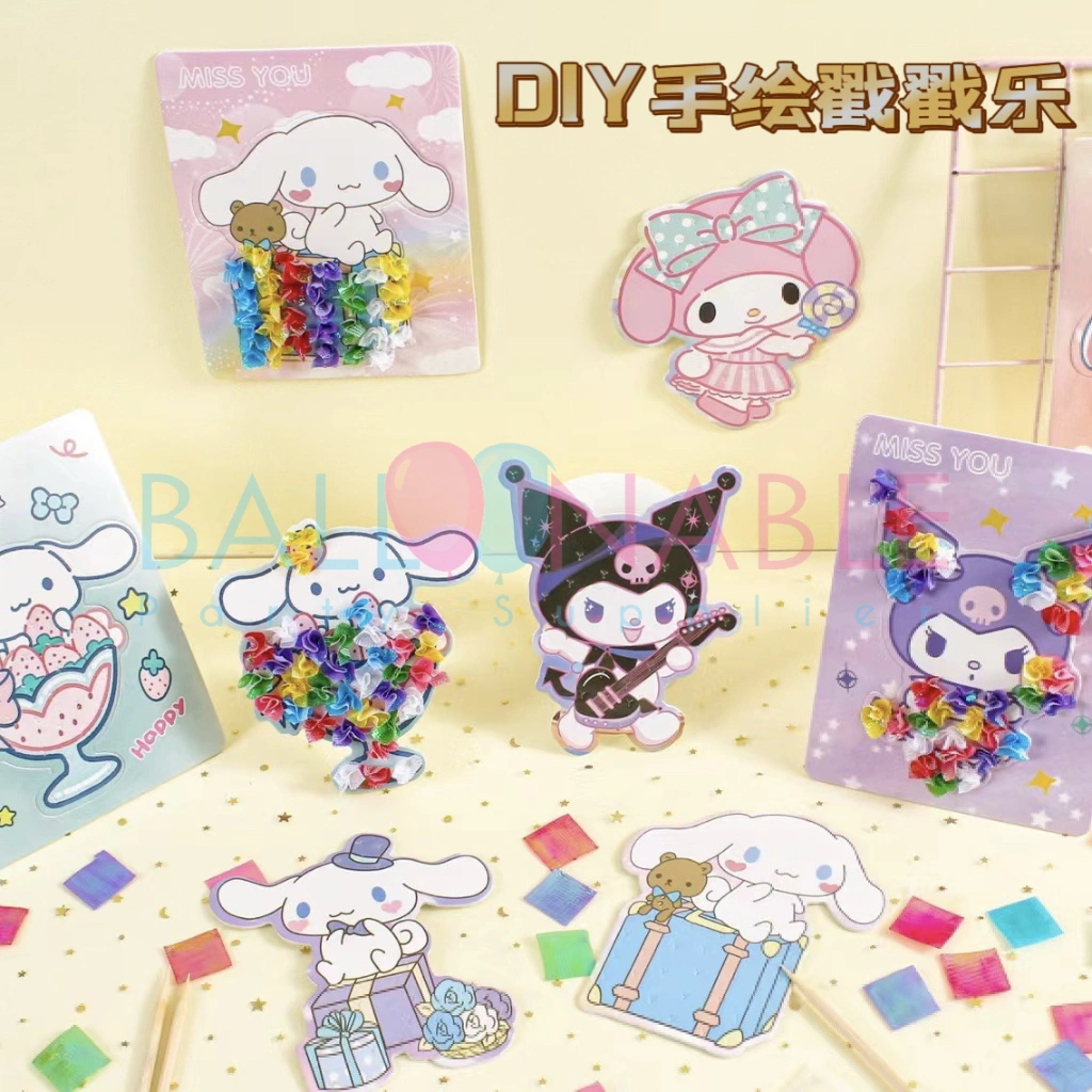 Mainan Kerajinan Tangan DIY Sulam Dress-Up Gambar Mozaik Poking Kuromi Cinnamoroll Melody Random Mainan Anak Edukasi