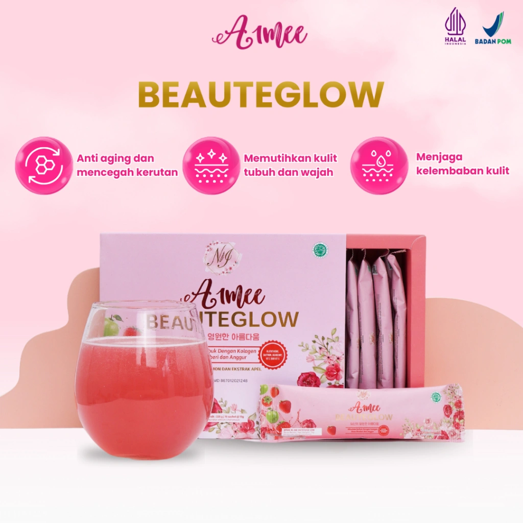 Aimee Collagen Drink Dna Salmon Safron Apple Stemcell 15 Sachet 15 Gram Premium Minuman Kolagen Colagen Pencerah Kulit Wajah Tubuh Menyamarkan Bekas Luka Melancarkan Haid Anti Aging 3