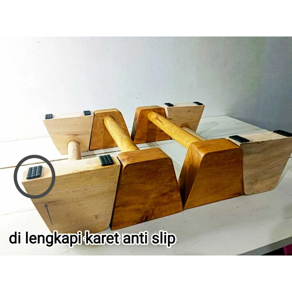 Parallette wooden bar / Handstand Push Up (1pasang) Dilengkapi Karet Anti Slip