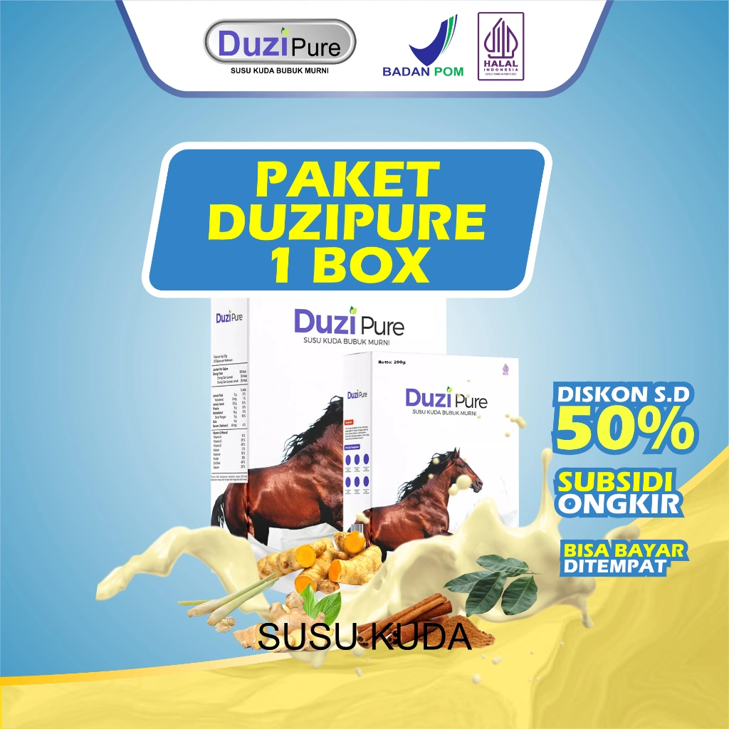 Duzi Pure Susu Kuda Liar Asli Lombok 100% Original Paket Isi 1 Box, 2 Box, 3 Box Dan 4 Box