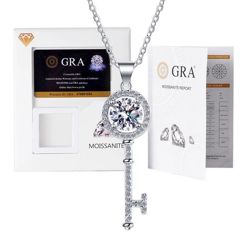 LOVETIA Kalung Liontin Desain Khusus Rantai klavikula Moissanite s925 Perak Sertifikat GRA HK008