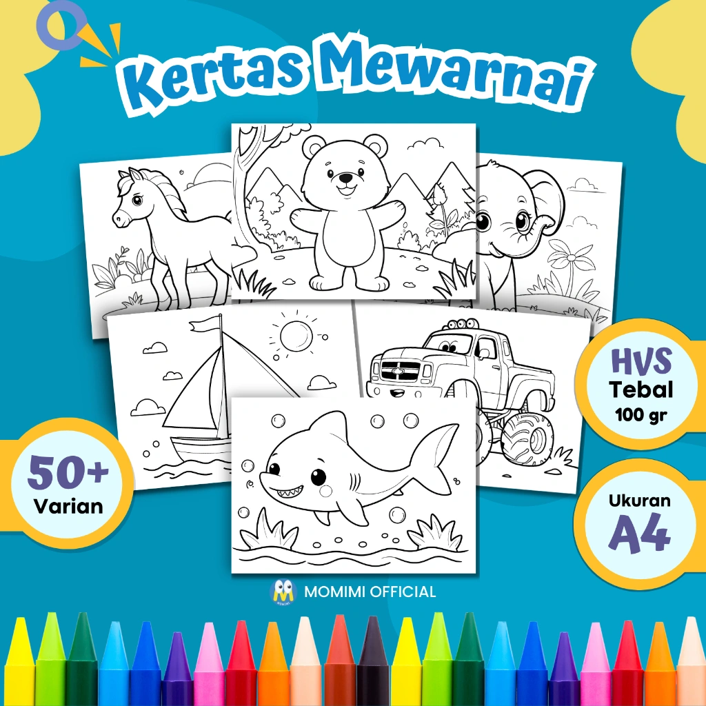 KERTAS MEWARNAI ANAK / KERTAS GAMBAR MEWARNAI UNTUK ANAK PAUD TK SD - A4 TEBAL 100 gr