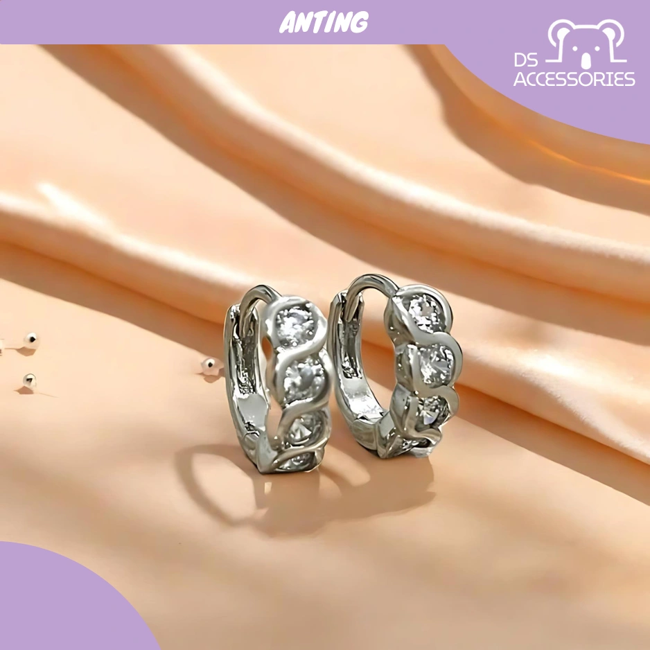 COD Anting Clip Silver Mata Baris Empat / Anting Silver / Anting fashion Korea / Anting hoop / Anting Set / Anting bulat AT1003