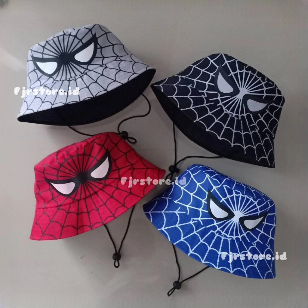 Topi Bucket Anak LakiLaki Dan Perempuan motif Karakter Spiderman Usia 2 - 10 Tahun