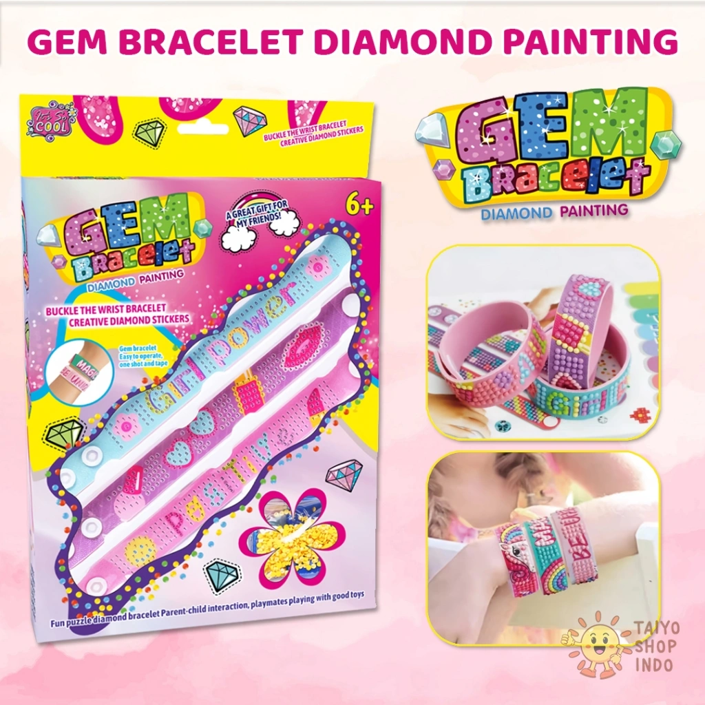 TAIYO DIY Gem Bracelet Diamond Painting Hiasan Seni Kerajinan Tangan Gelang Cantik Mainan Anak Perempuan