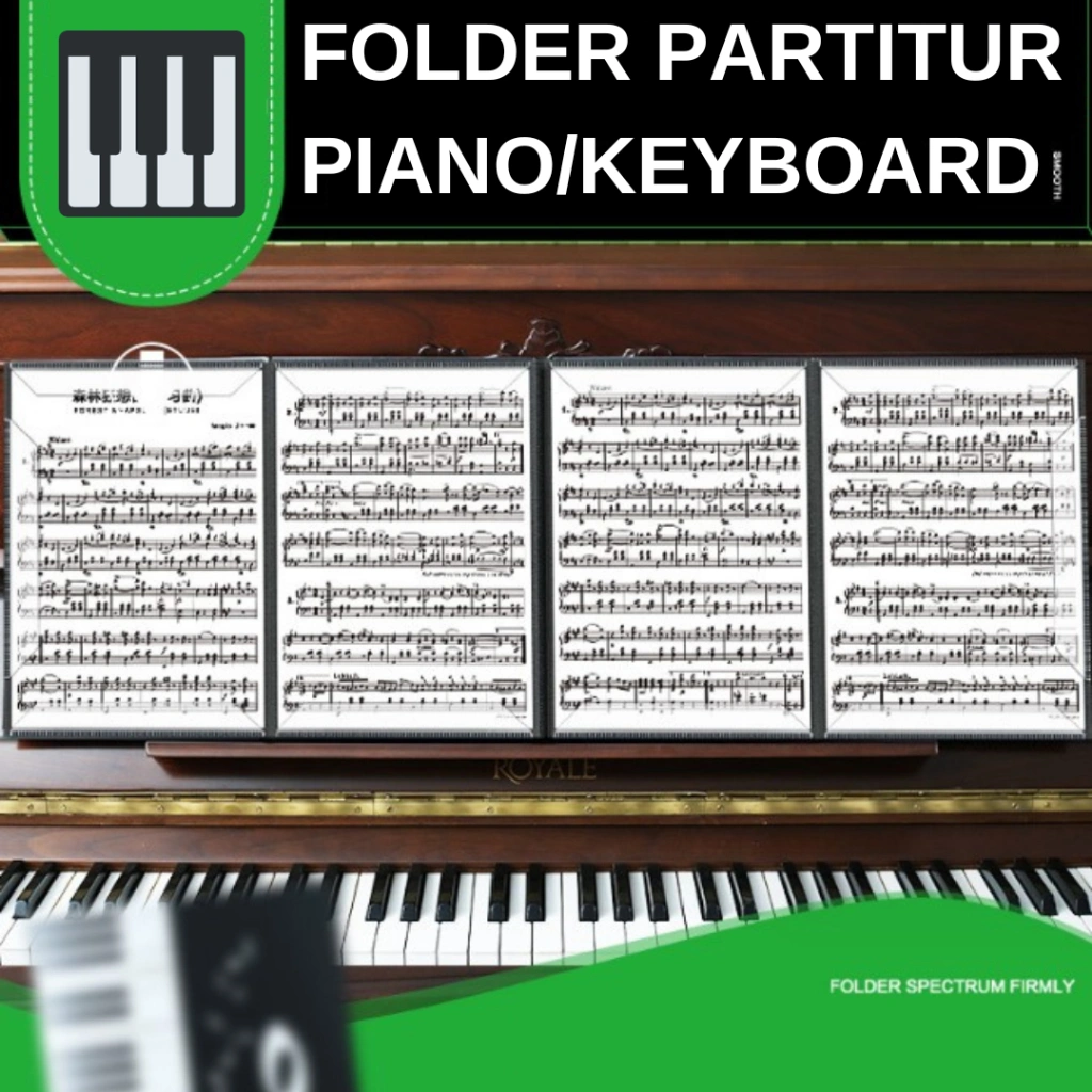 Folder Penahan Partitur A4 Piano Keyboard 4 Halaman Buku Sheet Music Score
