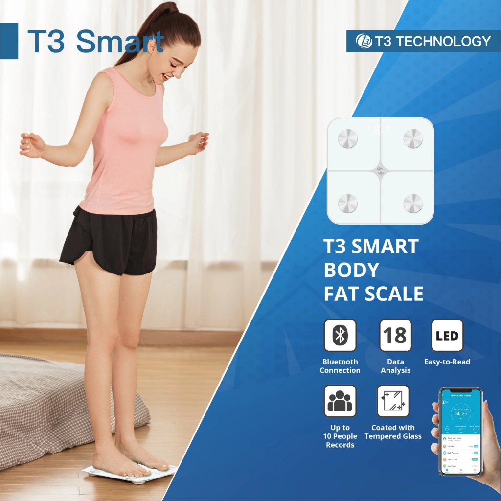 T3 Smart Body Fat Scale LED 18 Analisis Weighing Scale 180KG Timbangan Pintar Berat Digital Tuya Smart Life BMI
