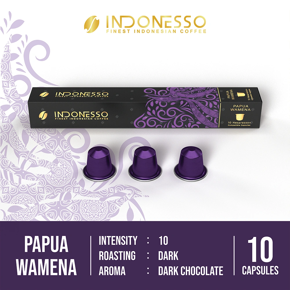 INDONESSO Papua Wamena Coffee Capsules Compatible with Nespresso Machines / Kapsul Kopi