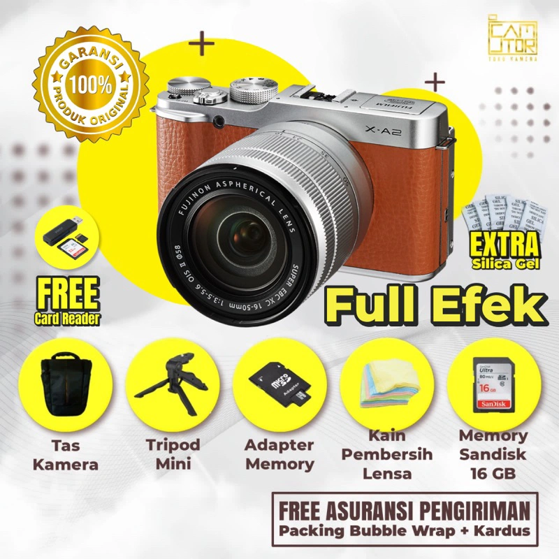 Fujifilm Xa2 Lensa 16-50mm Normal + Memory + Tas Kamera + Garansi Toko