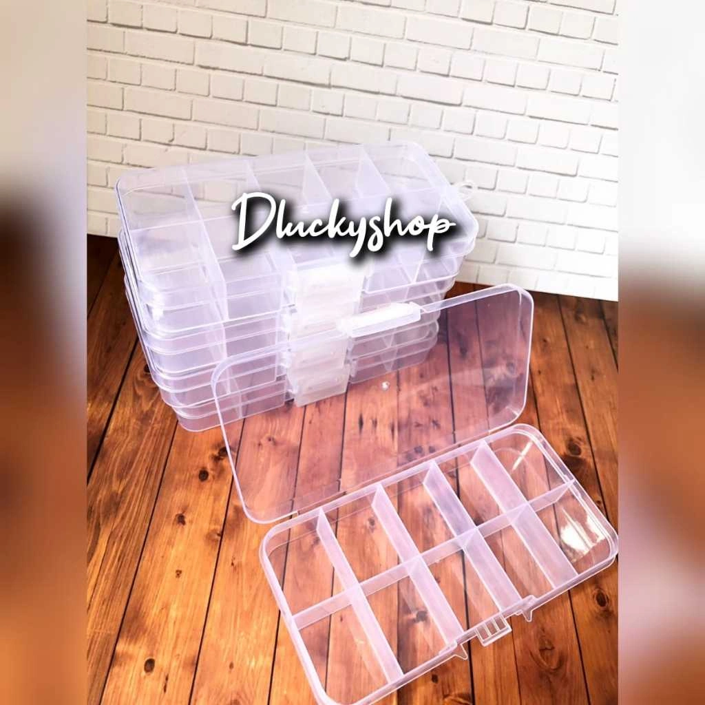 Box plastik penyimpanan wadah manik perhiasan 10 sekat