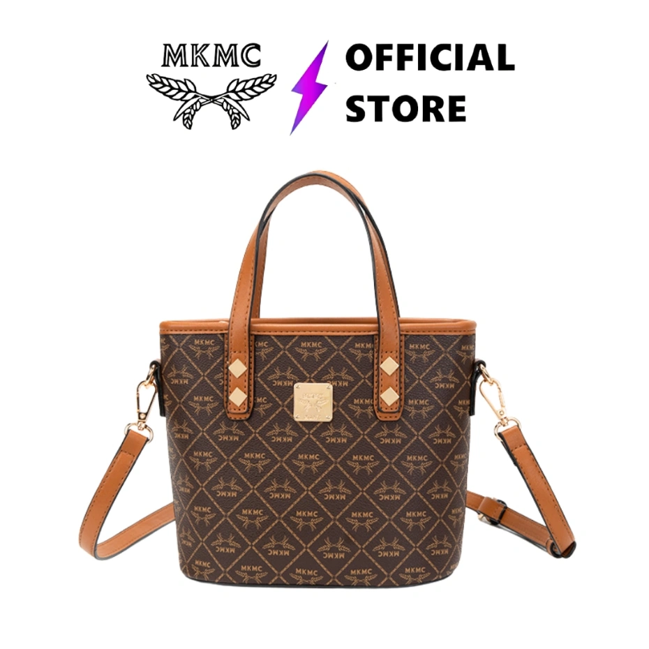 MKMC Top Handle Bag Mini Wanita Import Hand Bag Monogram Tas Selempang Kulit Multifungsi Jinjing Make Up Kekinian Sling Bag Bahu Vintage Resleting Korean Style Hand Bag Resleting Casual Kerja Crossbody Terbaru COD