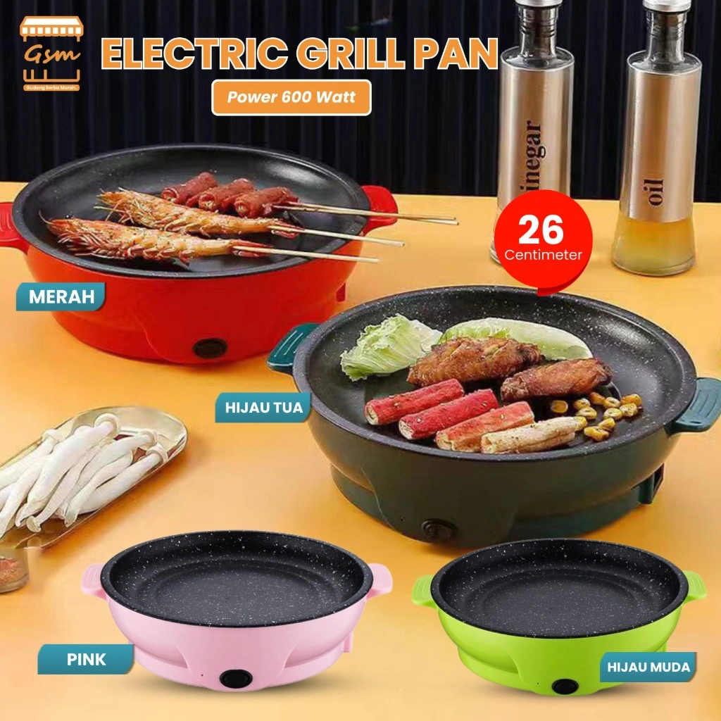 GSM PPanci Elektrik/panci listrik/Panci BBQ/Panci Panggang Elektrik Grill - Diameter 26cm