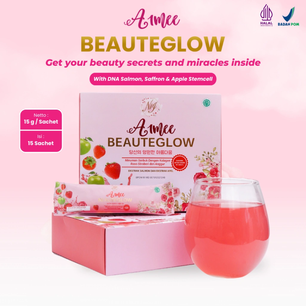 Aimee Collagen Drink Dna Salmon Safron Apple Stemcell 15 Sachet 15 Gram Premium Minuman Kolagen Colagen Pencerah Kulit Wajah Tubuh Menyamarkan Bekas Luka Melancarkan Haid Anti Aging 4