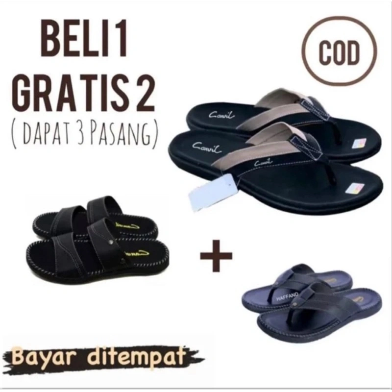SUPER PROMO BELI 1 GRATIS 2 PASANG SANDAL KULIT/SANDAL PRIA/SANDAL CASUAL PRIA/SANDAL VIRAL 2025
