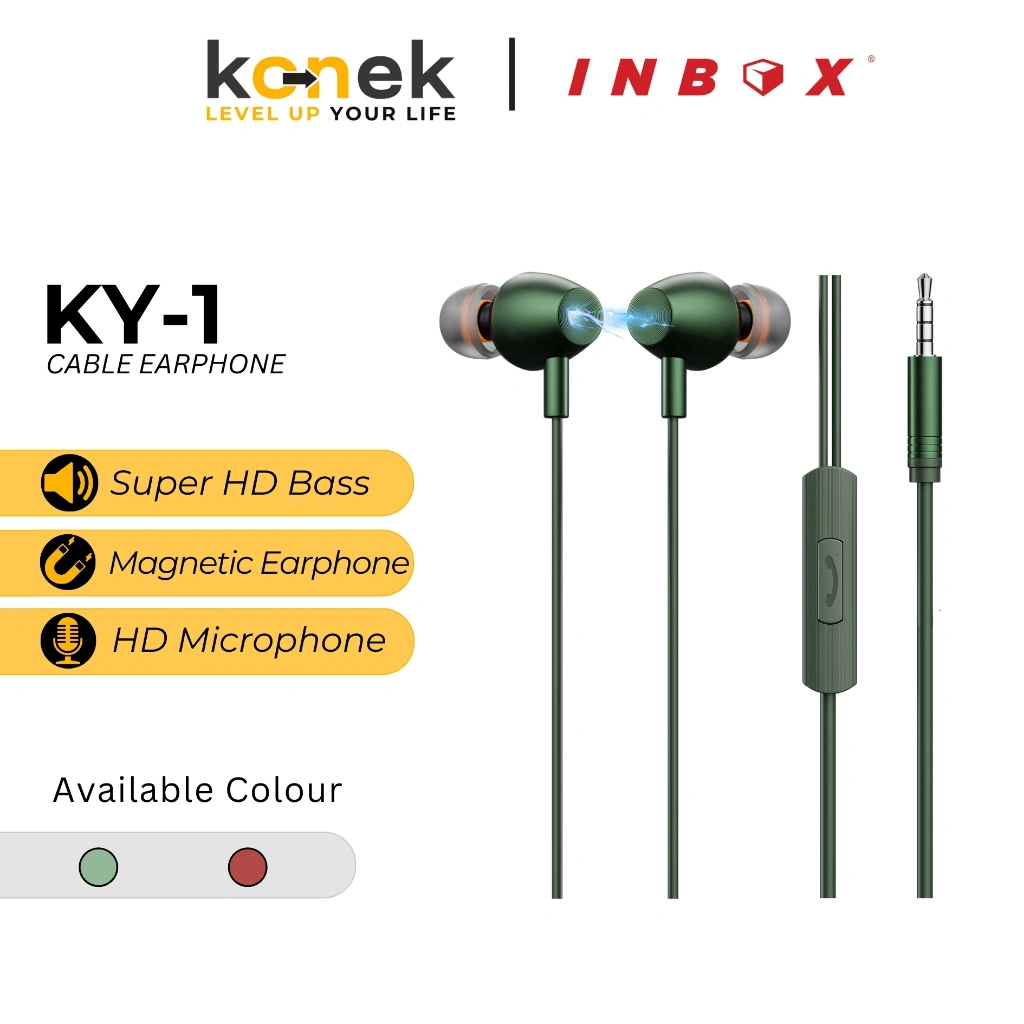 Inbox KY-1 Headset Wired Earphone Magnetic Extra Bass 3.5mm Handsfree Mic