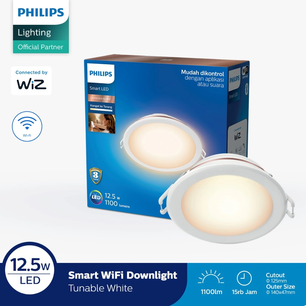 Philips Lampu Smart Wifi LED Downlight 12.5W - Tunable White (Putih)