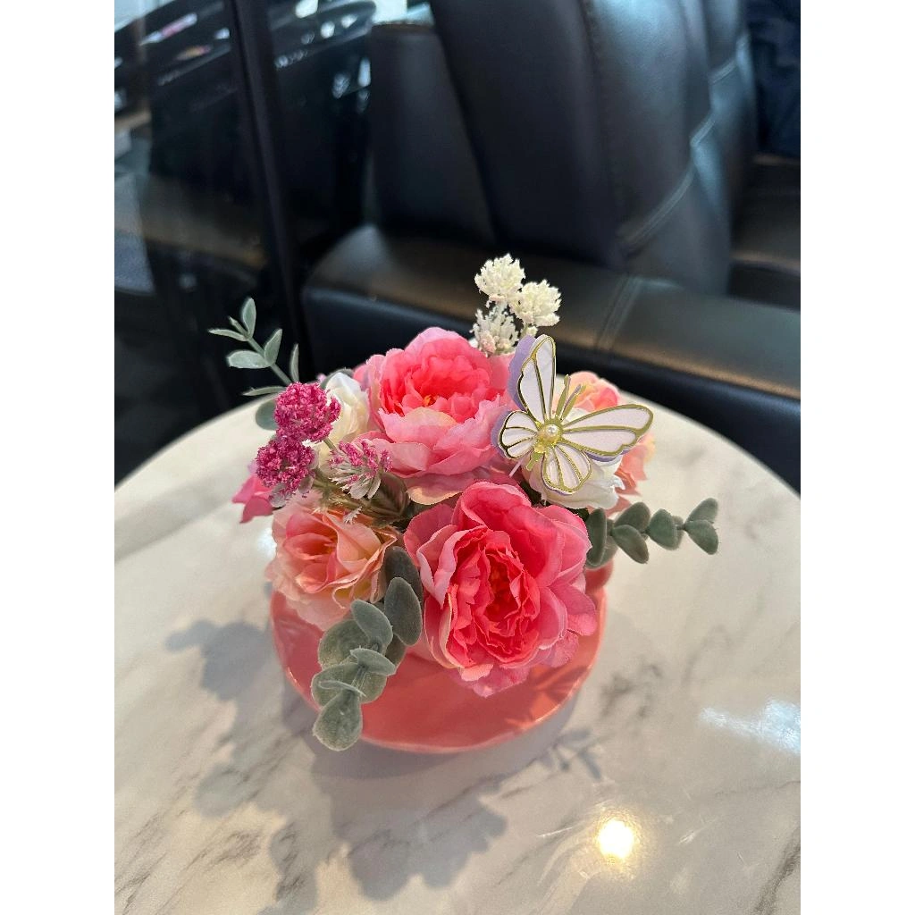 HIASAN BUNGA MEJA CANGKIR / BUNGA PINK MEJA / BUNGA CANTUK VAS CUP