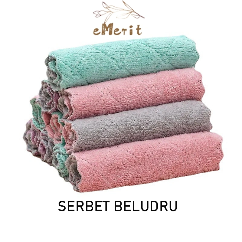KAIN LAP PIRING ANTI MINYAK TEBAL / KAIN LAP MICROFIBER DAPUR LAP CUCI PIRING GELAS CORAL FLEECE