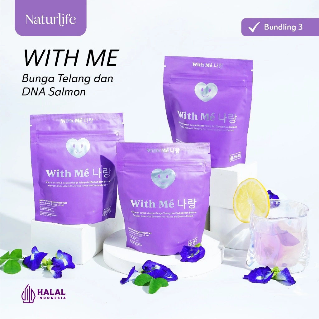 BUNDLING 3 WITH ME - Minuman With Bunga Telang, Glutathione & DNA Salmon BPOM