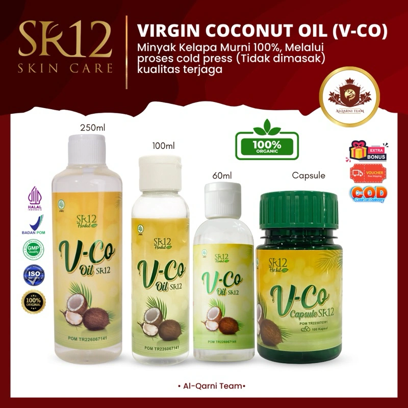 VCO SR12 /MINYAK KELAPA MURNI/ GATAL-GATAL / MINYAK MULTIFUNGSI / KESEHATAN | IMUN BOOSTER | GLOWING WAJAH | BIANG KERINGAT / KUTU AIR / MINYAK AJAIB / VCO OIL / VCO KAPSUL
