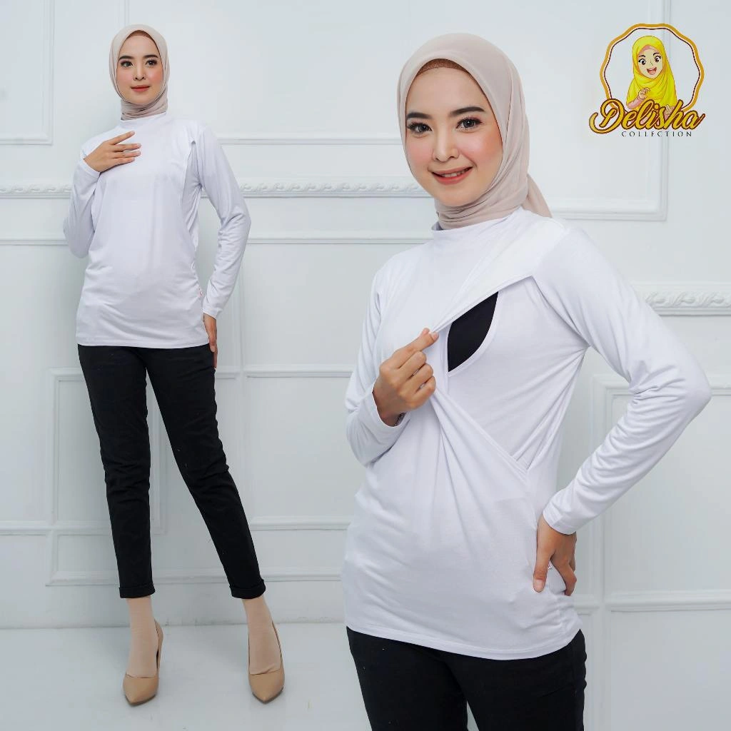 MANSET BUSUI LONGSLEEVE TURTLE NECK RAYON PREMIUM STANDARD & JUMBO |Manset Kaos Ibu Menyusui PREMIUM