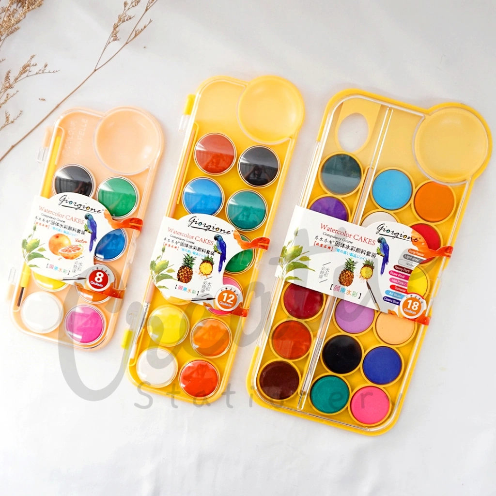 GIORGIONE Beginner Acquerelli Mini Cat Air Watercolor Cake 8 12 18 Warna