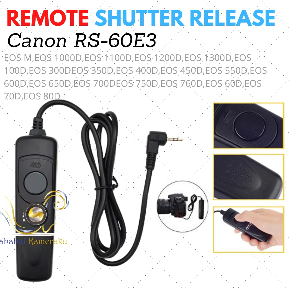 Remote Shutter Release RS-60E3 For Canon EOS M5 M6 M6ii 100D 200D 250D 350D 400D 450D 1000D 1100D 1200D 1300D 2000D 4000D