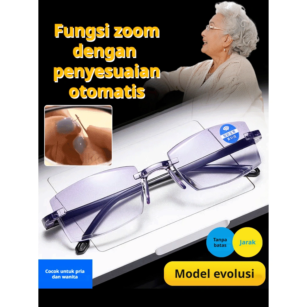 ✨Lapisan Cerdas Kacamata Baca Dan Jalan/Kacamata 2 in 1 Baca Double fokus Wanita Pria Lensa/Kacamata Baca Super Auto Fokus Anti Blue-Ray Pria Wanita/Smart Futuristic Technology Radiation Resistant Reading Glasses