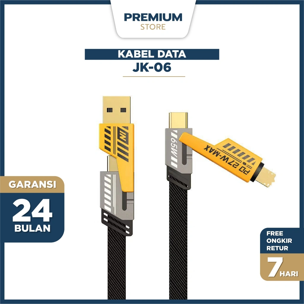Jaspan Kabel data JK-06 4 IN 1 pengisian cepat PD 27W Fast Charging cable charger TYPE C dan LIGHTNING multifungsi