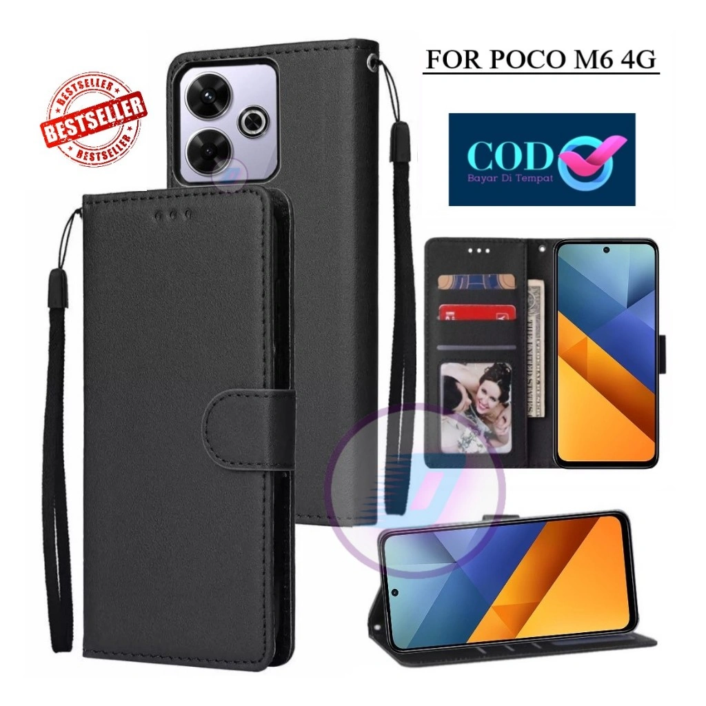 POCO M6 4G CASING HP PREMIUM CASE FLIP WALLET KULIT/CASING DOMPET HP