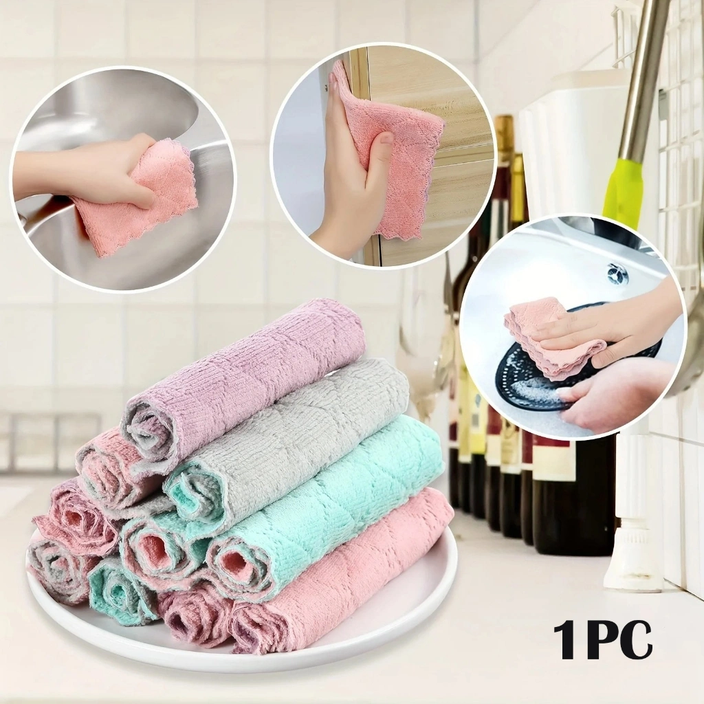 Kain Lap Dapur Meja Piring Anti Minyak Microfiber Kitchen Towel Cloth Serbaguna Serap Air