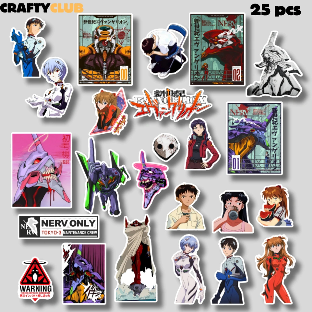 EVANGELION STIKER ANIME Vinyl Waterproof 25 pcs Cocok untuk laptop, tumblr, helm